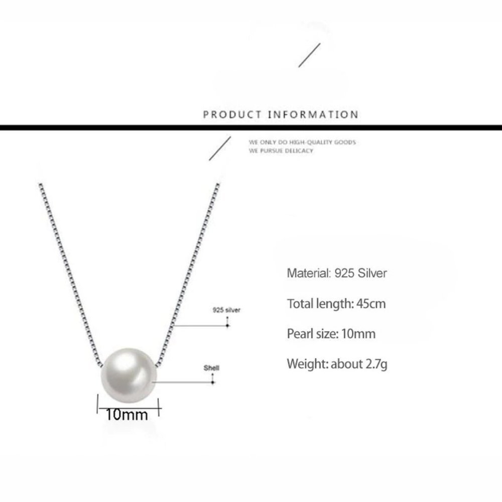 NEW 925 Sterling Silver Simple Pearl Necklace - Picture 8 of 8